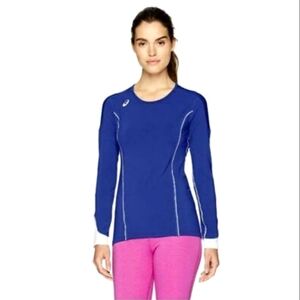 ASICS Womens Domain II Jersey Long Sleeves Shirt Royal Blue White Small